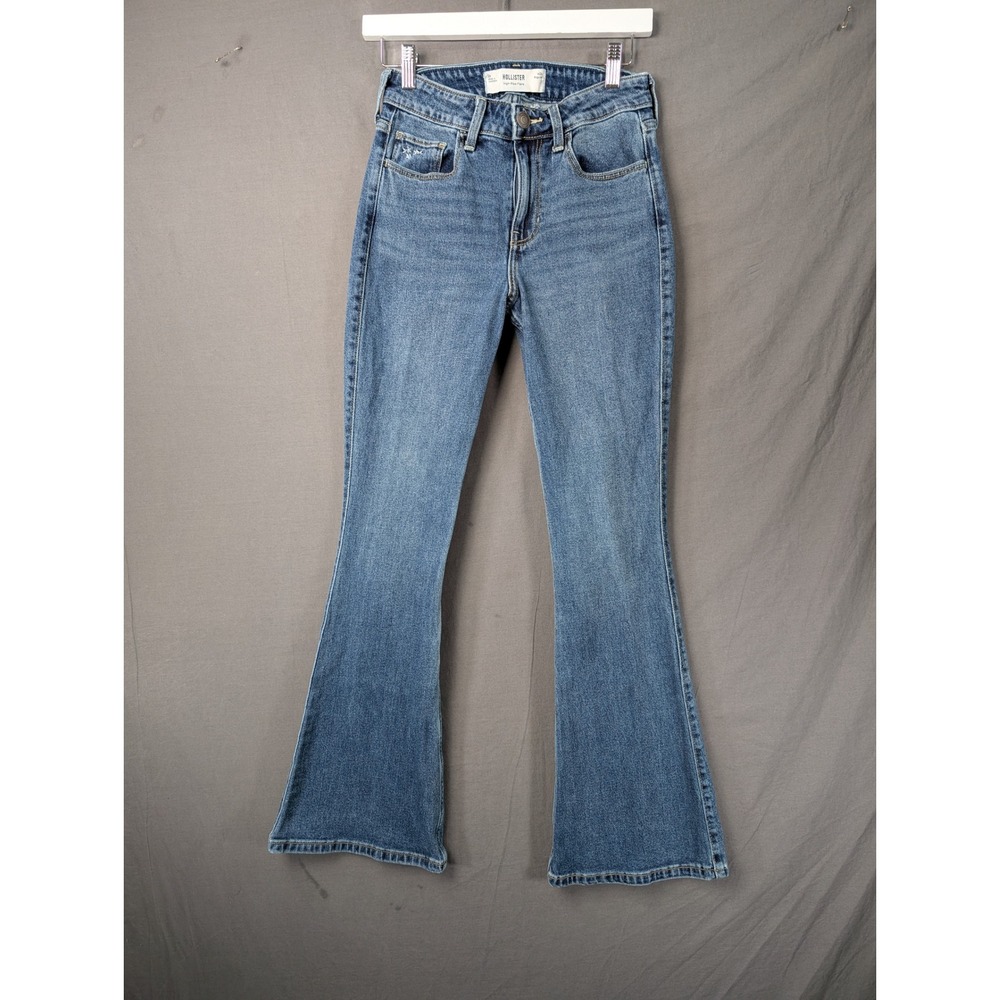 Hollister High-Rise Flare Jeans W26 Regular Blue Denim Star Embroidered 355D3653